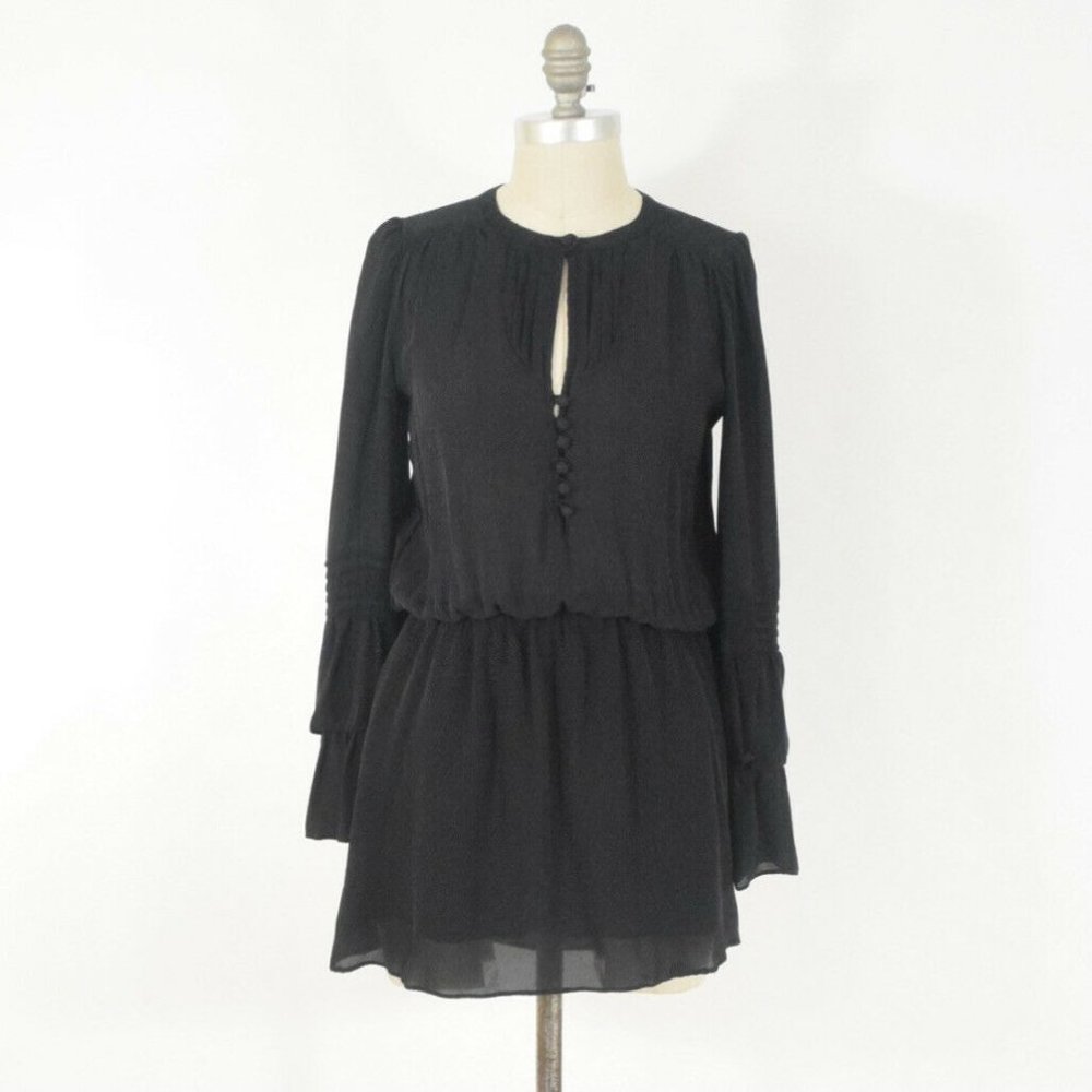 Parker Silk Chiffon Bell Sleeve Peasant Dress
